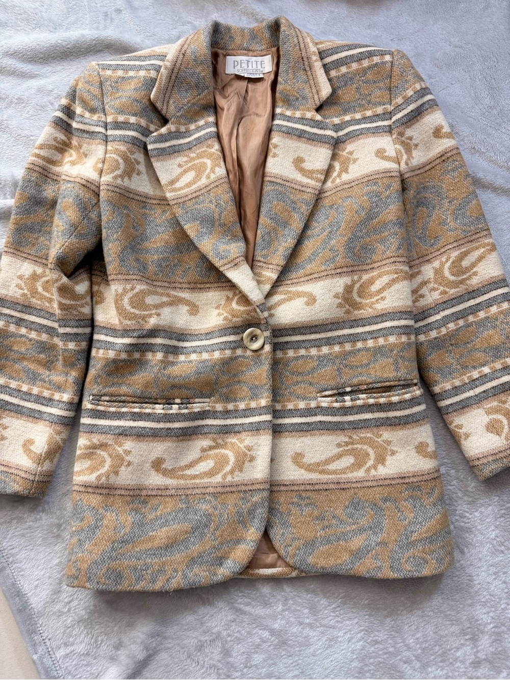 90s Vintage Petite Sophisticate Patterned Blazer